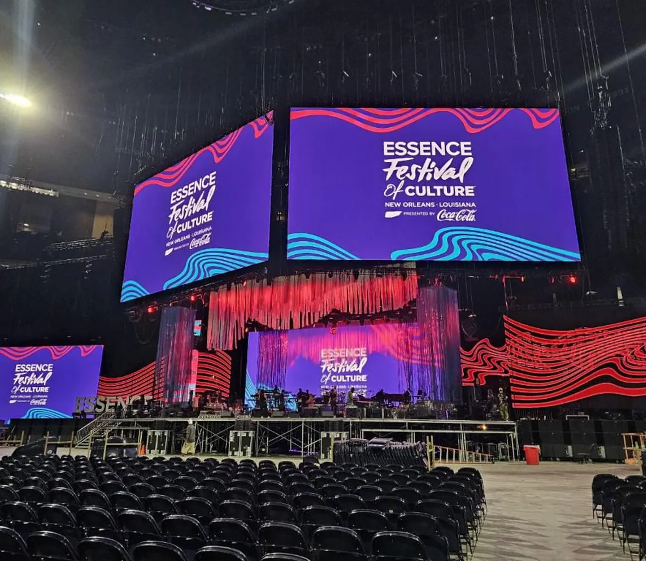 Arena stage and LED screens at the Essence Festival of Culture